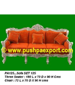 Silver Sofa Set (Set of 3Piece) (Set of One Piece 3Seater and Two Single Chairs)